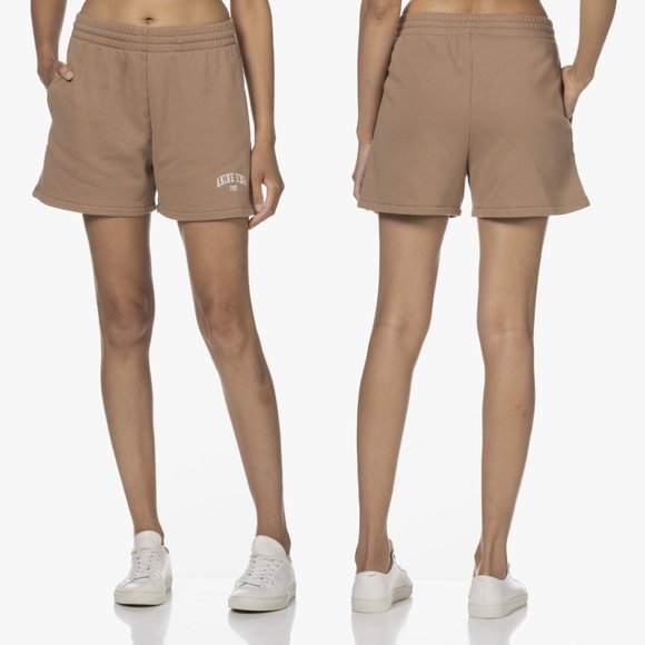NWT Anine Bing Sport Evan Sweatshorts Sz S Camel Brown Cotton Blend Shorts
